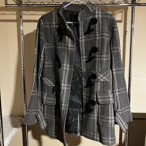 Women’s Gray Plaid Toggle Coat